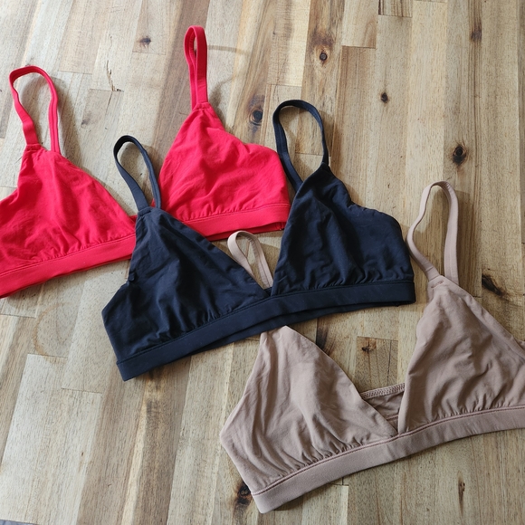 SKIMS Triangle Bralette Set Bundle Medium M ONYX SIENNA CHERRY